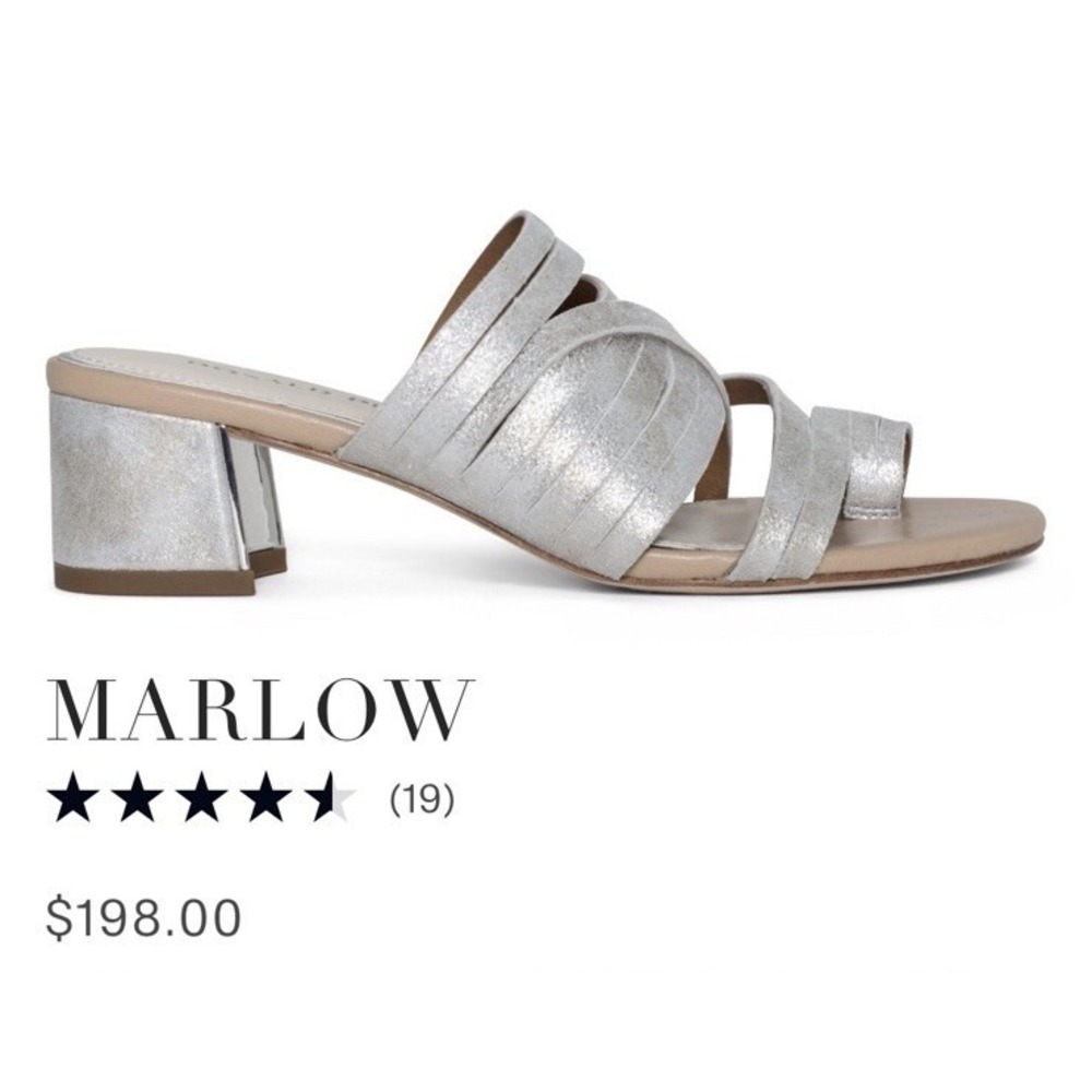 Donald Pliner Women's Marlow Heeled Sandal Silver Crinkle Metallic 9.5M - Picture 5 of 6